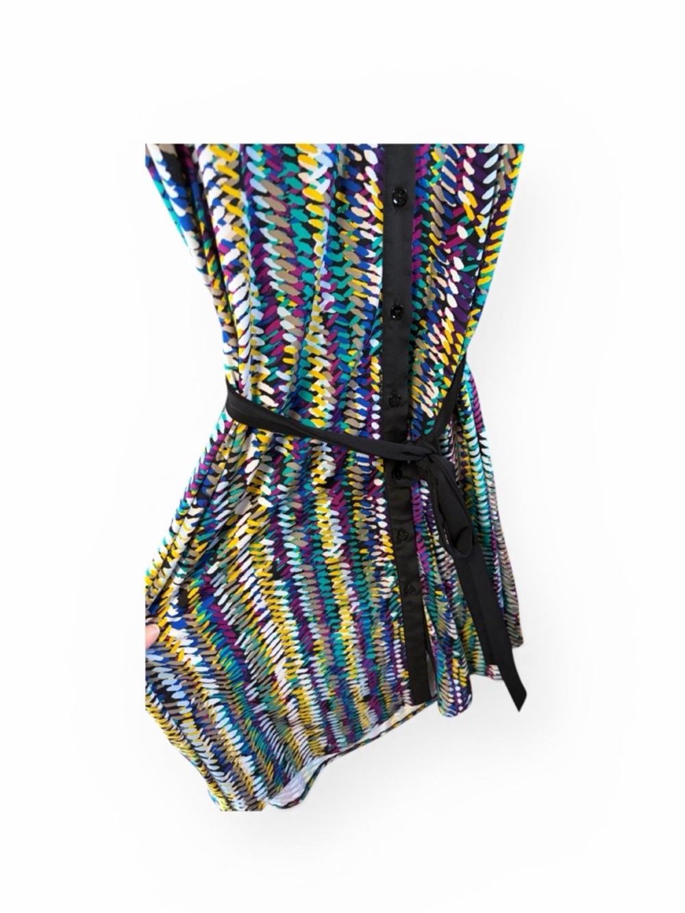 Liz Claiborne Abstract Print Sleeveless Belted Shirt Dress - Picture 4 of 7